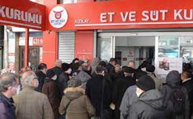 QUEUES AT MEAT AND DAIRY SHOPS