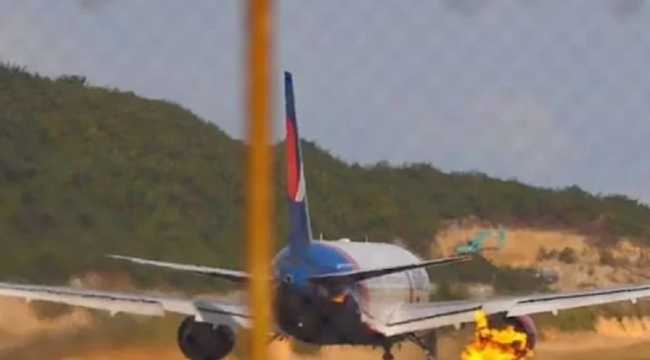 PASSENGER PLANE ENGINE EXPLODES